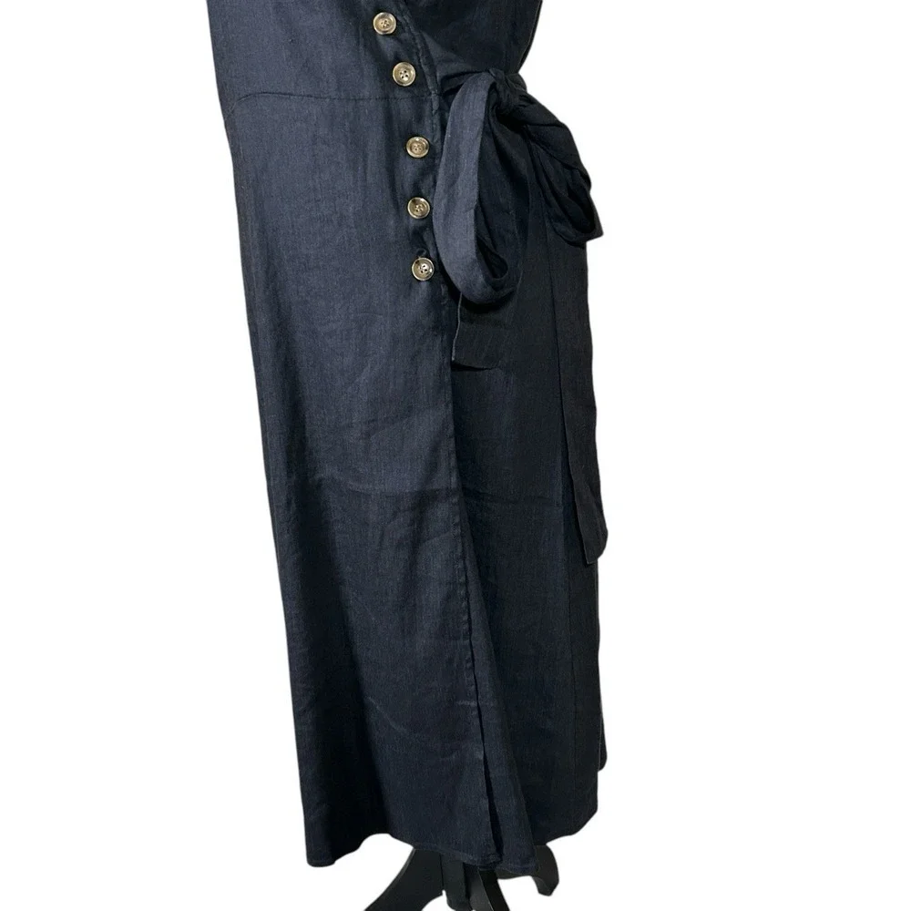 NWT Alp N Rock Thalia Wrap Linen Blend Dress Black Size S